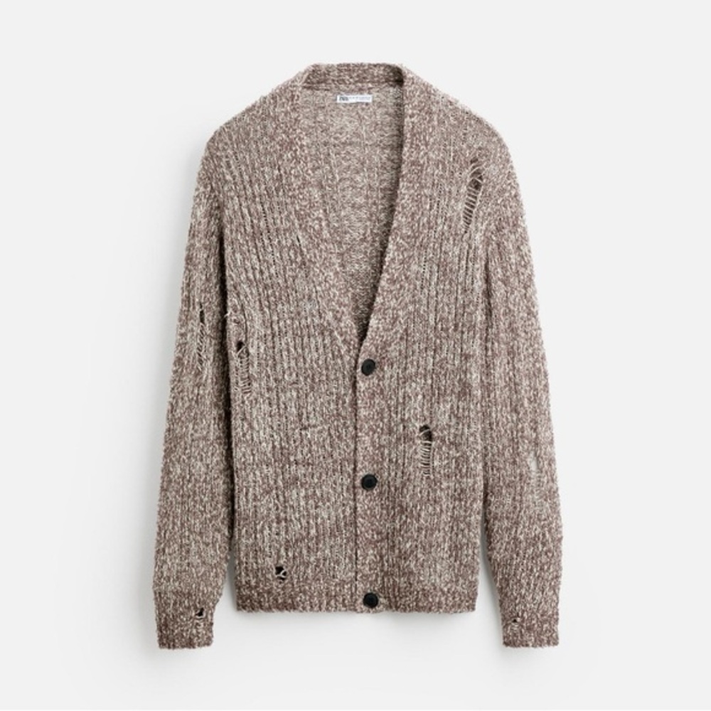 ZARA RIPPED EFFECT CARDIGAN